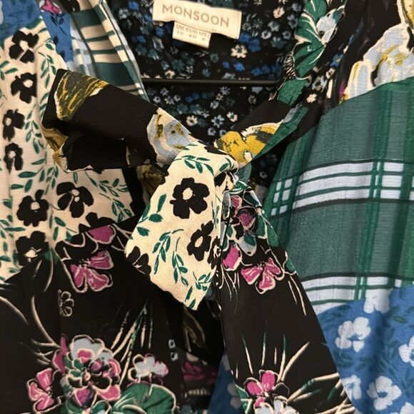 Monsoon Size 8 Bette Patch Print Long Sleeve Button Front Shirt Dress - Picture 10 of 15